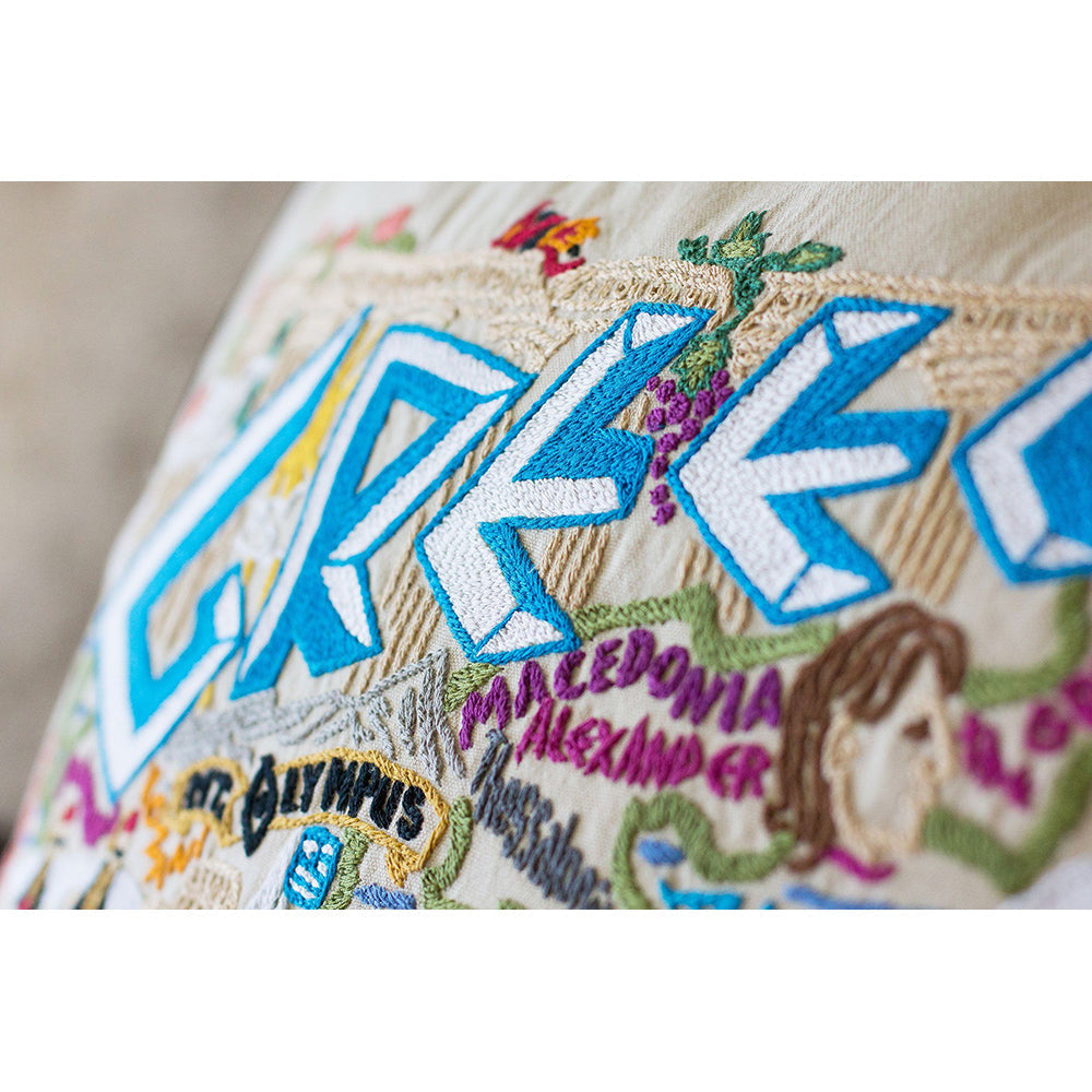 Greece Hand-Embroidered Pillow-2