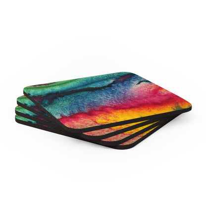 Handcrafted Square Coaster Set of 4 - Multicolor Abstract Pattern-3