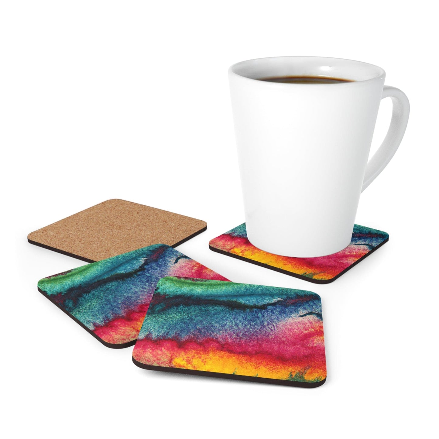 Handcrafted Square Coaster Set of 4 - Multicolor Abstract Pattern-4