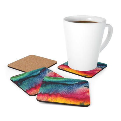 Handcrafted Square Coaster Set of 4 - Multicolor Abstract Pattern-4