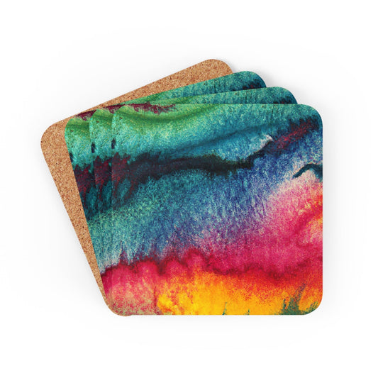 Handcrafted Square Coaster Set of 4 - Multicolor Abstract Pattern-0