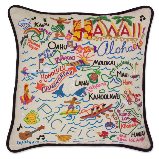 Hawaii Hand-Embroidered Pillow-0
