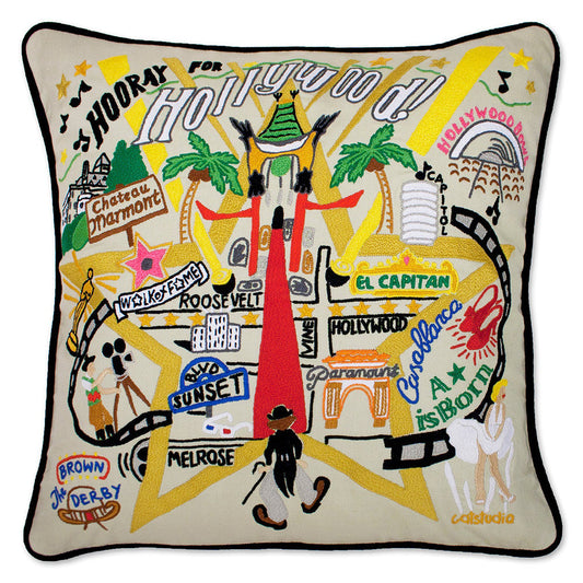 Hollywood Hand-Embroidered Pillow-0