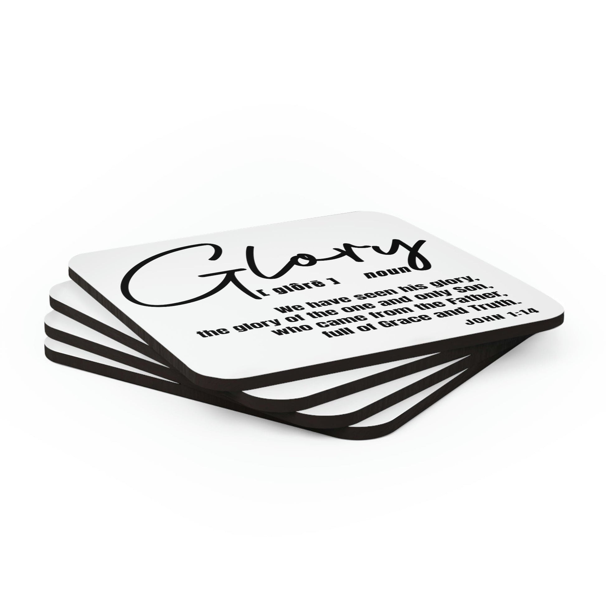 Home Decor Coaster Set - 4 Piece Home/office Glory Christian Inspiration Black-3