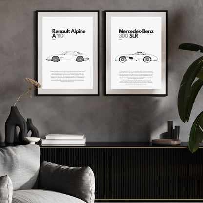 Affiche Renault Alpine A110 | Art mural | Affiche voiture vintage | Affiche noir et blanc-2