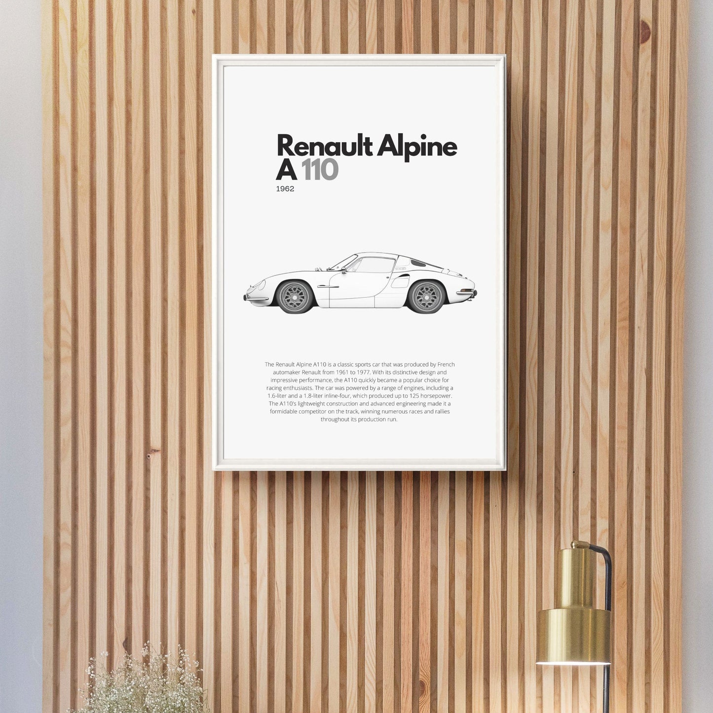 Affiche Renault Alpine A110 | Art mural | Affiche voiture vintage | Affiche noir et blanc-3
