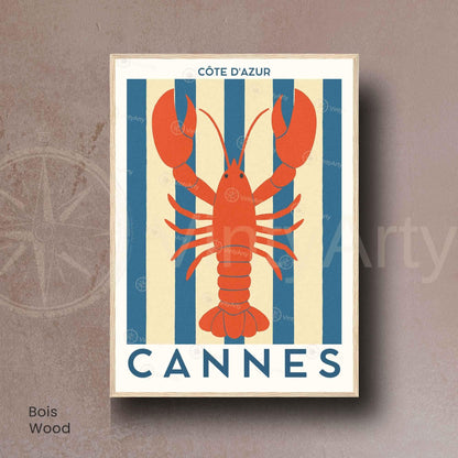Affiche Cannes Homard – Poster Côte d’Azur – Illustration déco marine bord de mer vintage-6