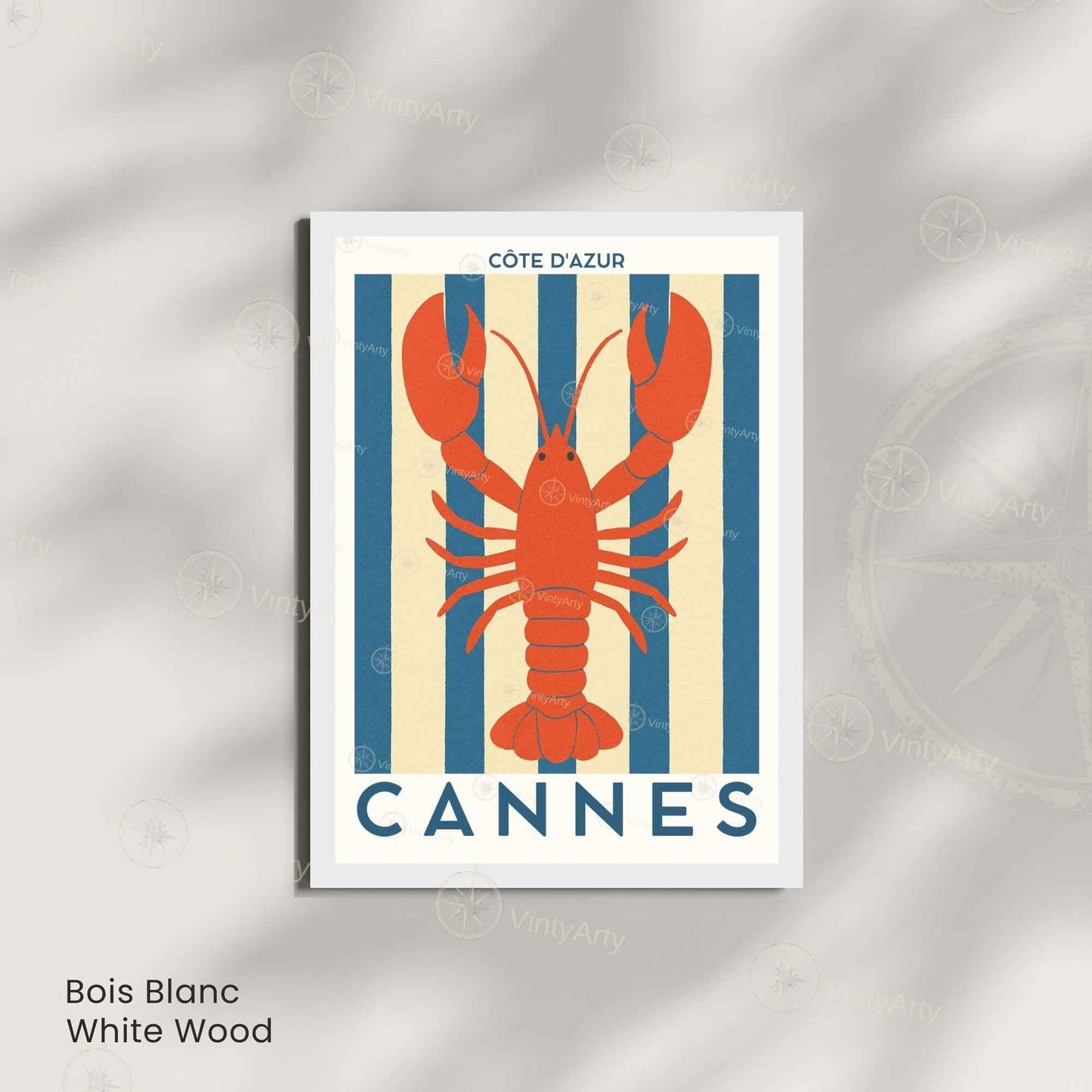 Affiche Cannes Homard – Poster Côte d’Azur – Illustration déco marine bord de mer vintage-4