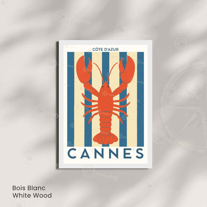 Affiche Cannes Homard – Poster Côte d’Azur – Illustration déco marine bord de mer vintage-4