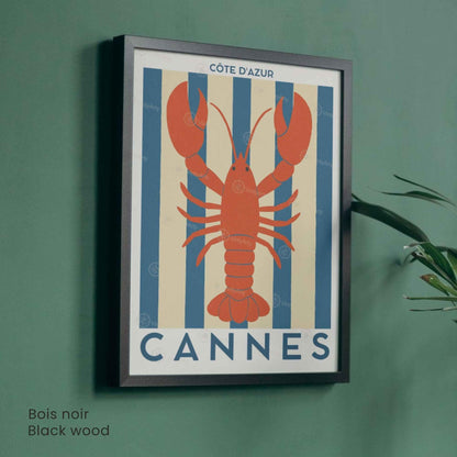Affiche Cannes Homard – Poster Côte d’Azur – Illustration déco marine bord de mer vintage-1