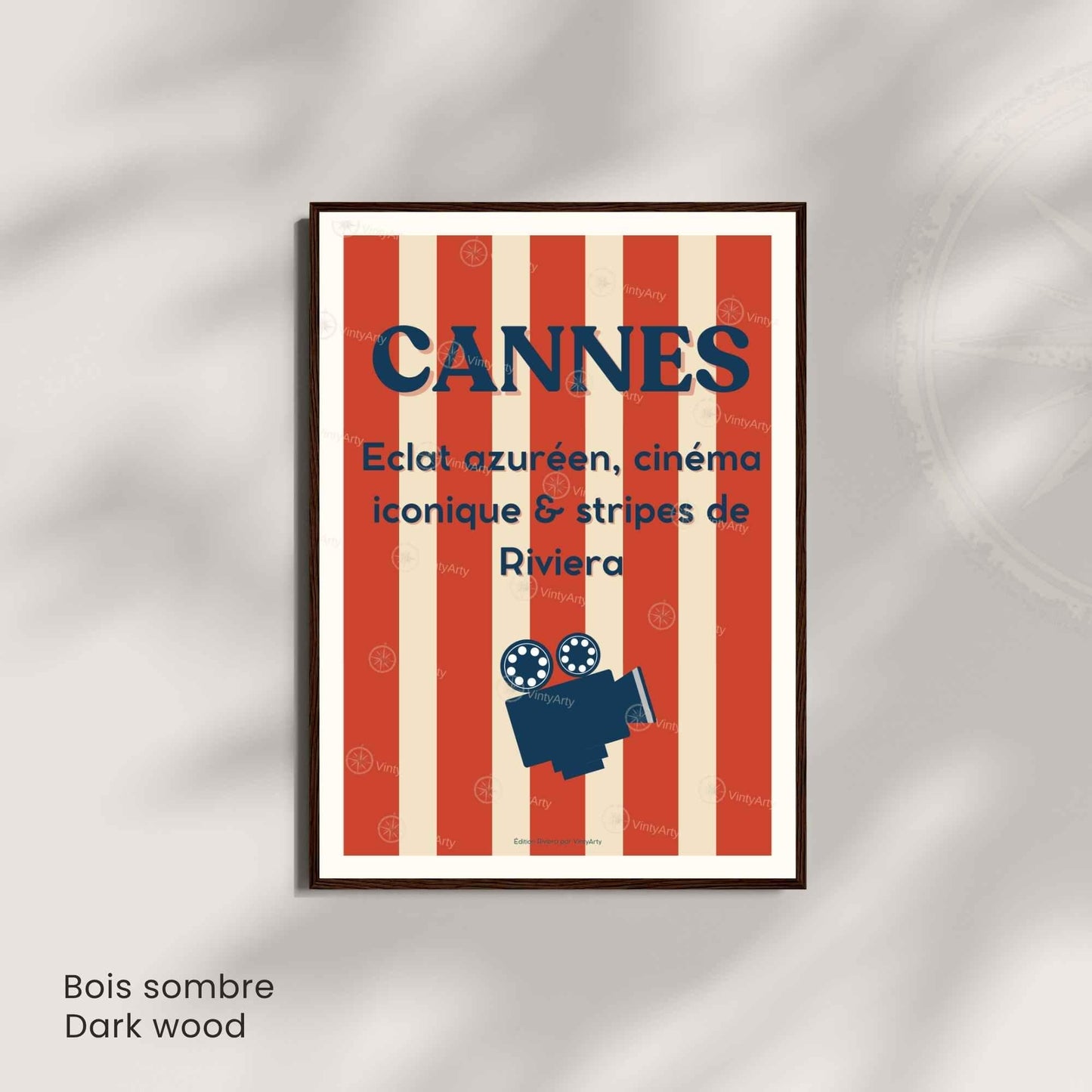 Affiche Cannes Cinéma – Poster typographique Riviera rouge – Déco Côte d’Azur vintage & festival-2