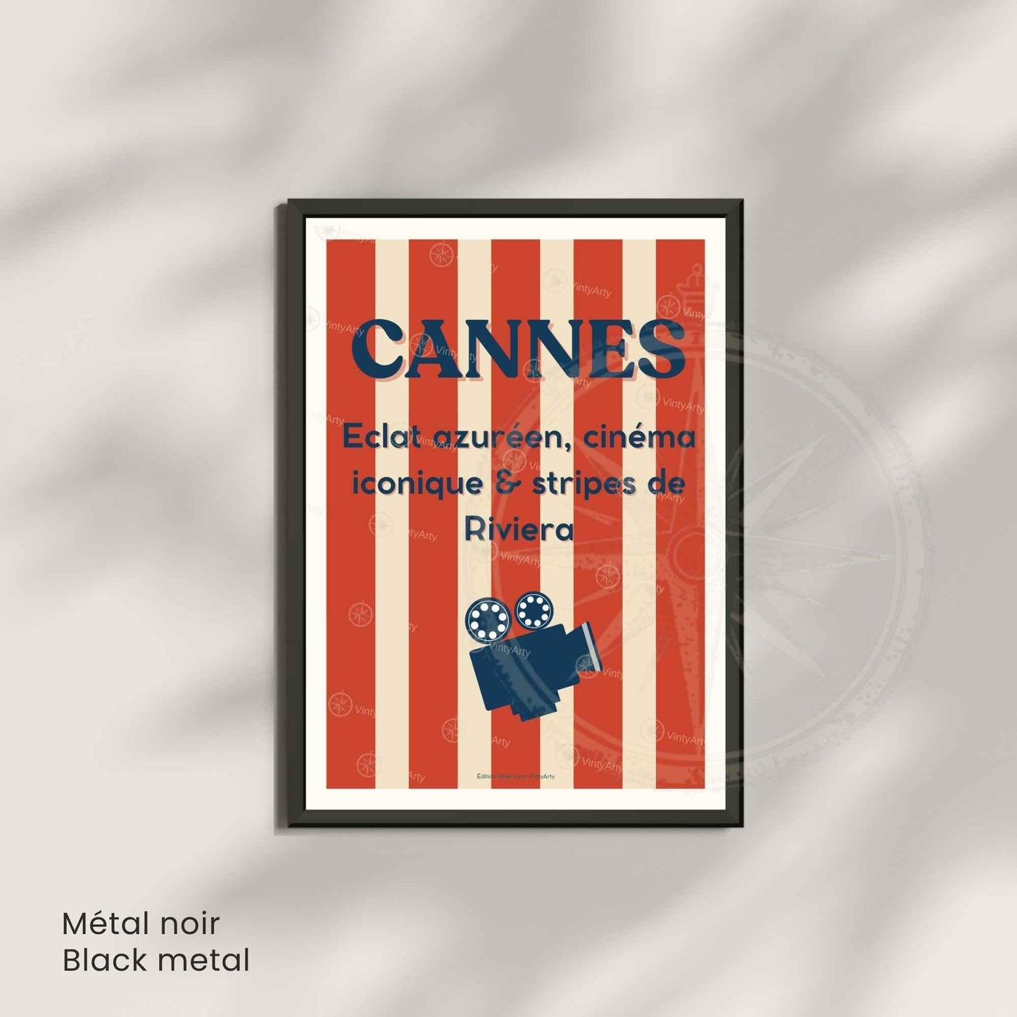 Affiche Cannes Cinéma – Poster typographique Riviera rouge – Déco Côte d’Azur vintage & festival-3