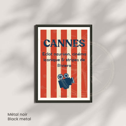 Affiche Cannes Cinéma – Poster typographique Riviera rouge – Déco Côte d’Azur vintage & festival-3