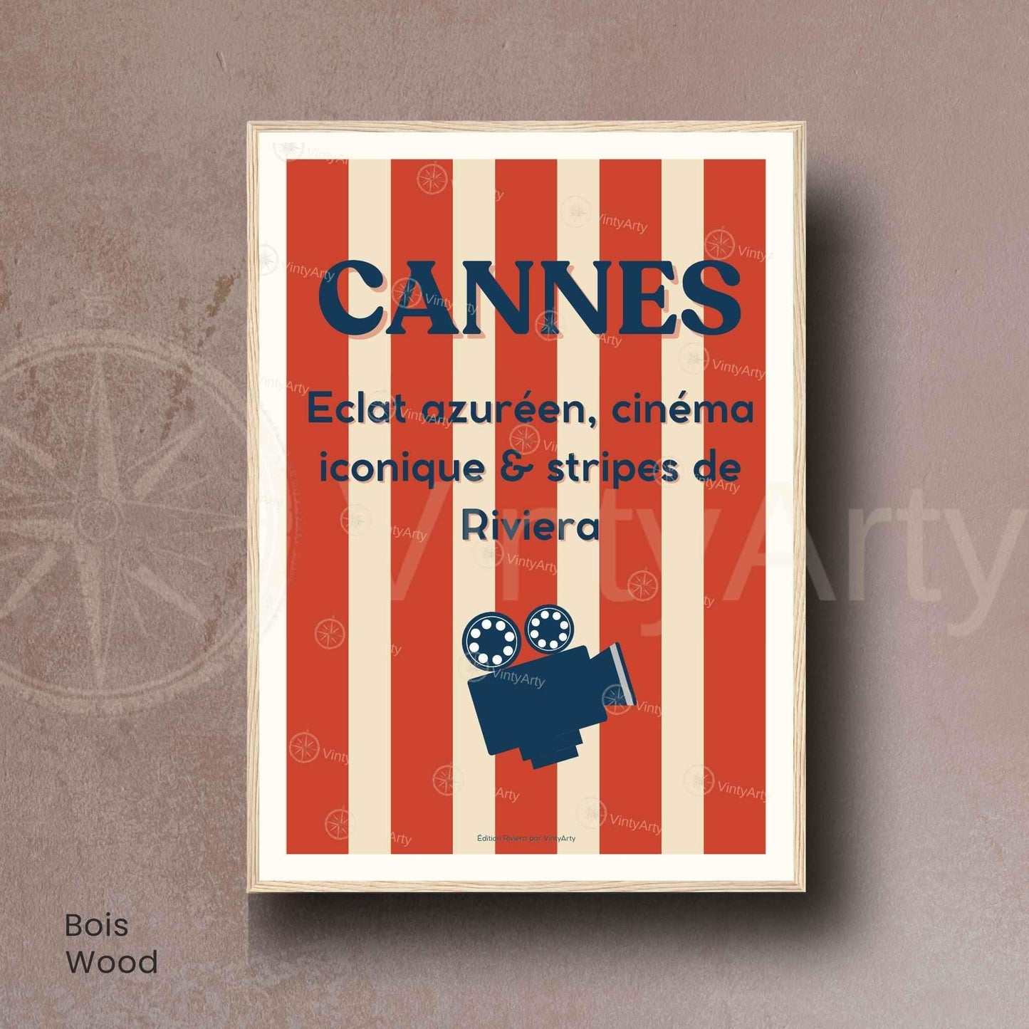 Affiche Cannes Cinéma – Poster typographique Riviera rouge – Déco Côte d’Azur vintage & festival-6