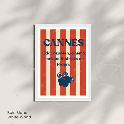 Affiche Cannes Cinéma – Poster typographique Riviera rouge – Déco Côte d’Azur vintage & festival-4