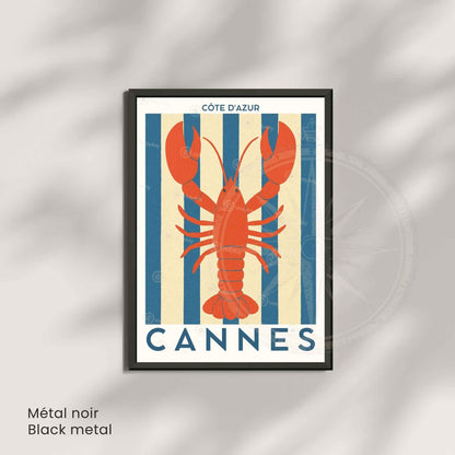 Affiche Cannes Homard – Poster Côte d’Azur – Illustration déco marine bord de mer vintage-3