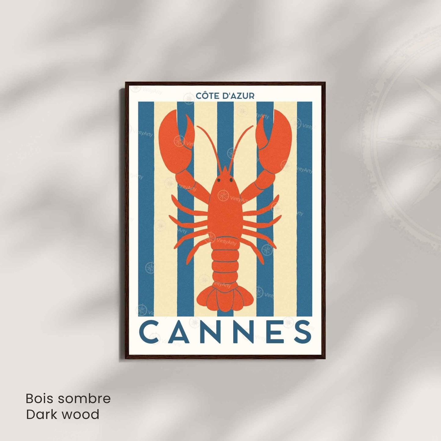 Affiche Cannes Homard – Poster Côte d’Azur – Illustration déco marine bord de mer vintage-2