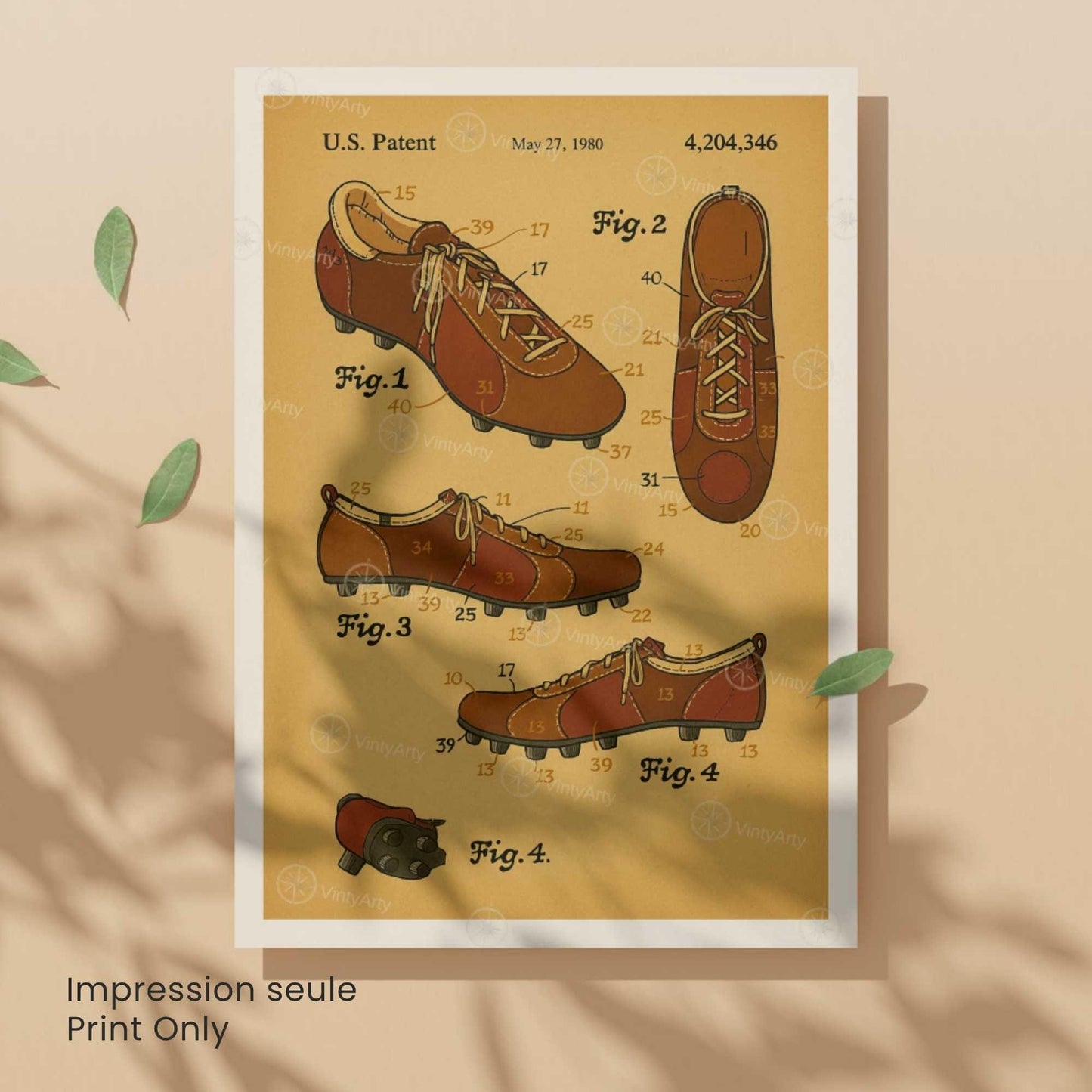 Affiche Brevet Chaussures de Sport Vintage – Poster Technique 1980 | Art Industriel & Design Sportif-5