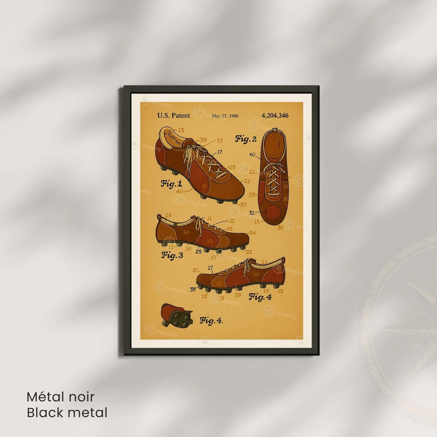 Affiche Brevet Chaussures de Sport Vintage – Poster Technique 1980 | Art Industriel & Design Sportif-2