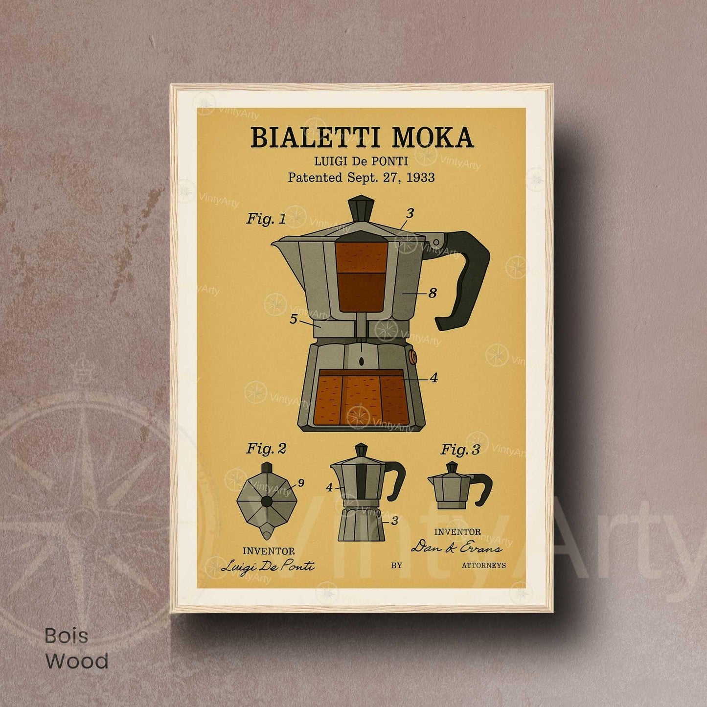 Affiche Brevet Cafetière Italienne – Poster Vintage Moka 1933 | Art Industriel & Design Café-6