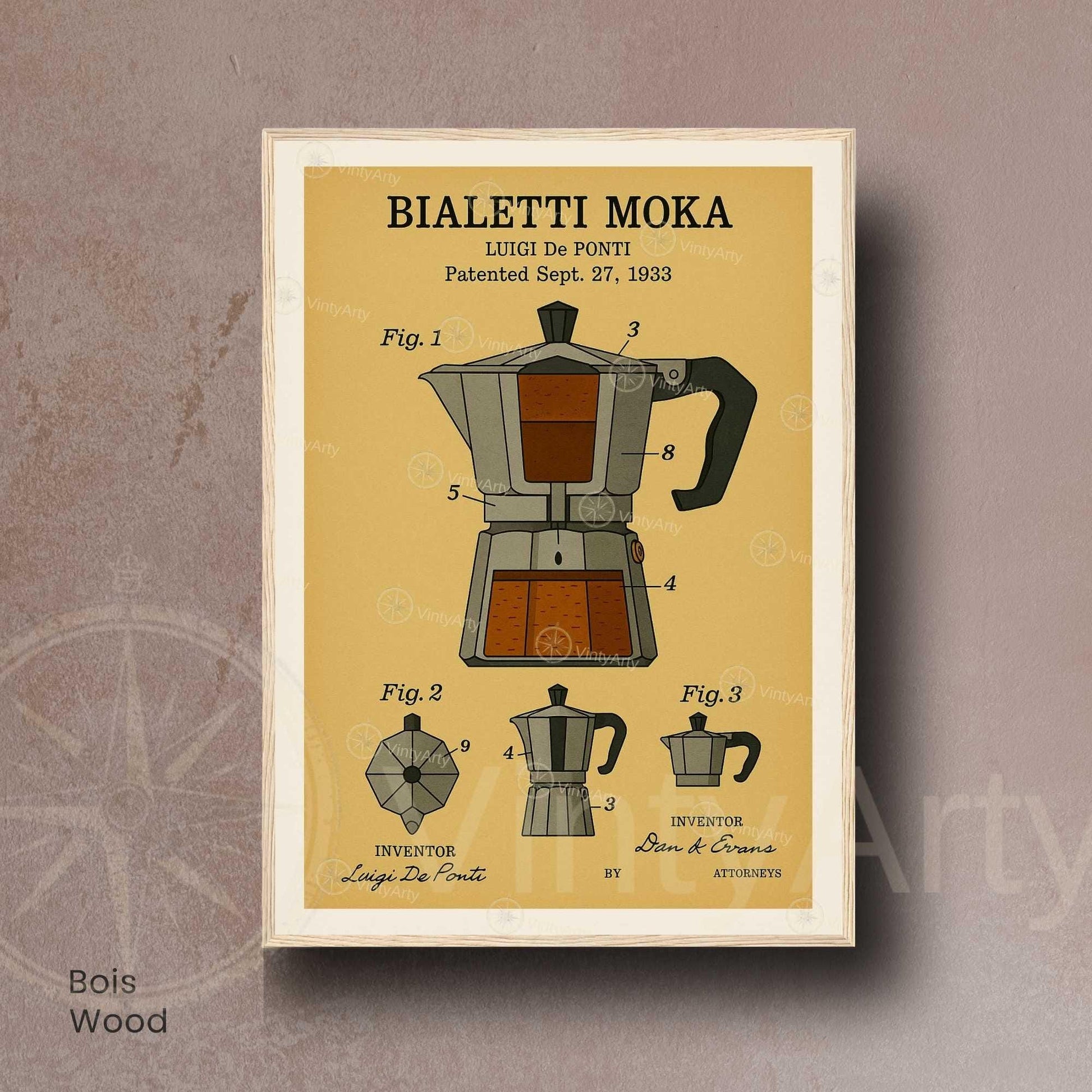 Affiche Brevet Cafetière Italienne – Poster Vintage Moka 1933 | Art Industriel & Design Café-6