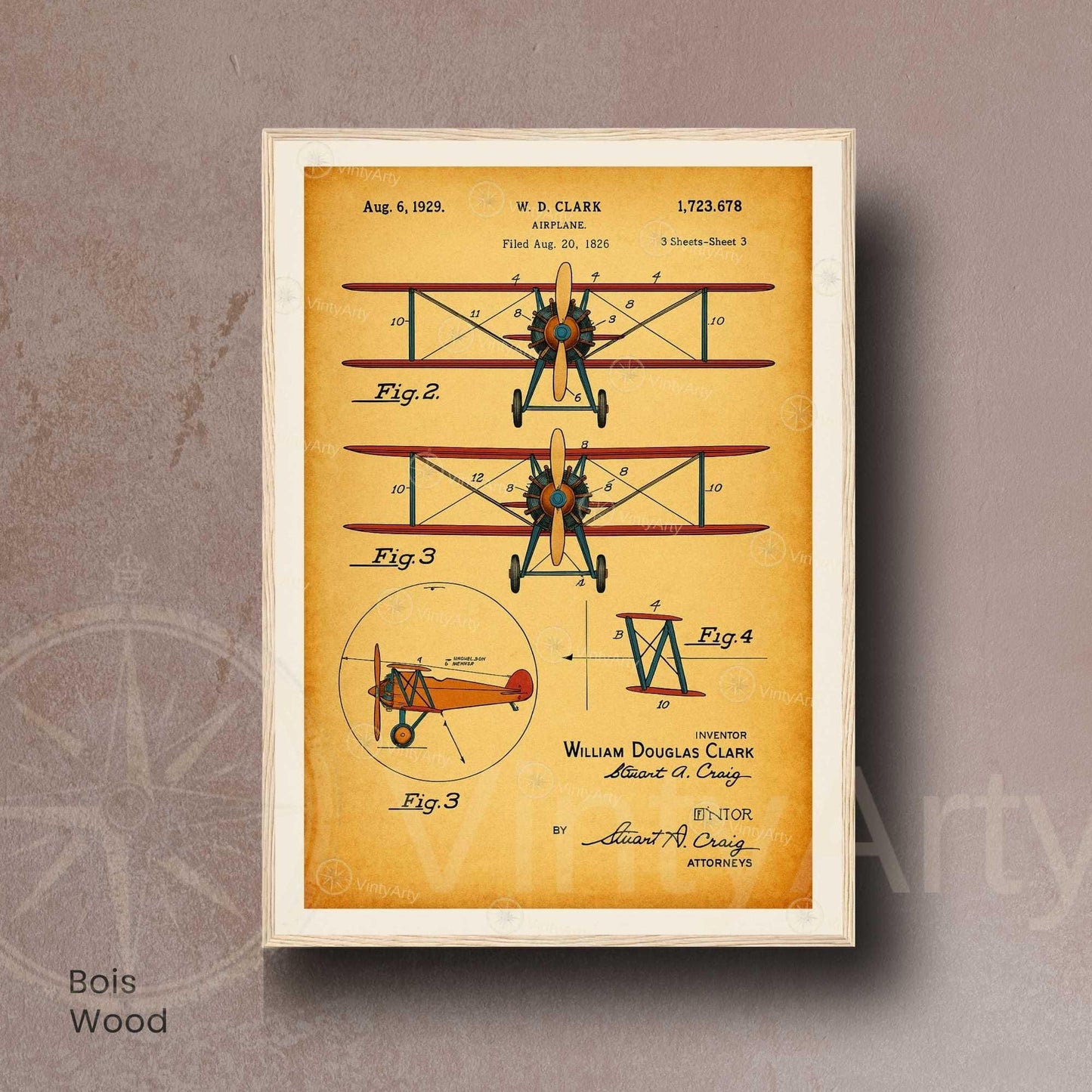 Affiche Brevet Avion Vintage – Poster Aéronautique 1929 | Art Industriel & Décoration Technique-6