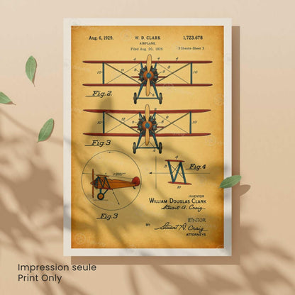 Affiche Brevet Avion Vintage – Poster Aéronautique 1929 | Art Industriel & Décoration Technique-5