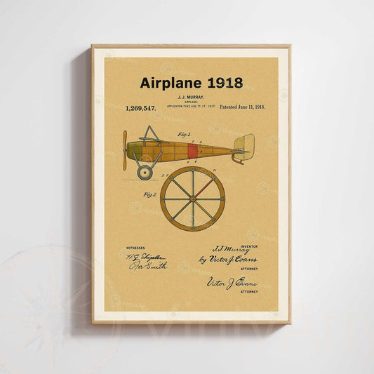 Affiche Brevet Avion Vintage – Poster Aéronautique 1918 | Art Industriel & Décoration Rétro-0