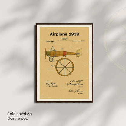Affiche Brevet Avion Vintage – Poster Aéronautique 1918 | Art Industriel & Décoration Rétro-2