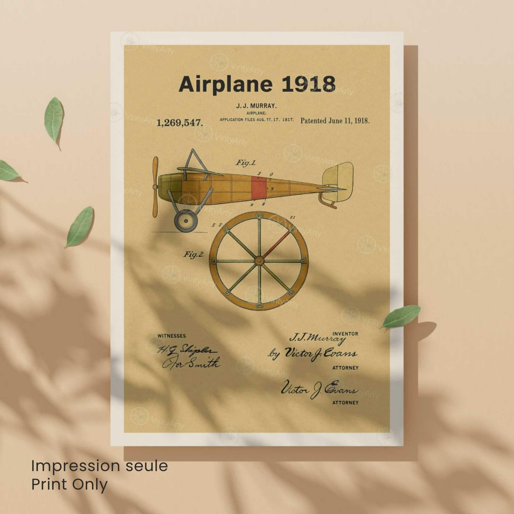 Affiche Brevet Avion Vintage – Poster Aéronautique 1918 | Art Industriel & Décoration Rétro-5