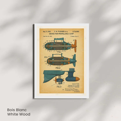Affiche Brevet Propulsion Marine Vintage – Poster Technique 1955 | Art Industriel & Décoration Mécanique-4