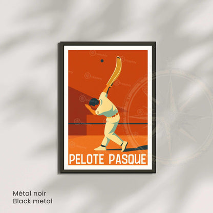 Affiche Pelote Basque – Illustration Sportive Vintage Moderne-4
