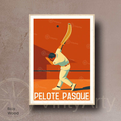 Affiche Pelote Basque – Illustration Sportive Vintage Moderne-2