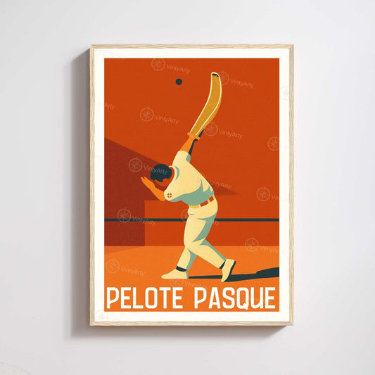 Affiche Pelote Basque – Illustration Sportive Vintage Moderne-0