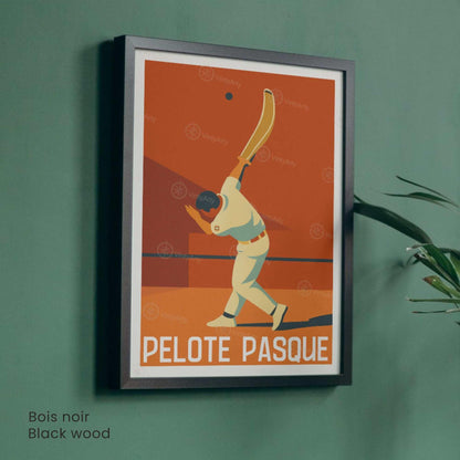 Affiche Pelote Basque – Illustration Sportive Vintage Moderne-1