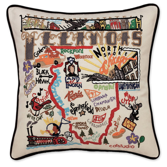 Illinois Hand-Embroidered Pillow-0