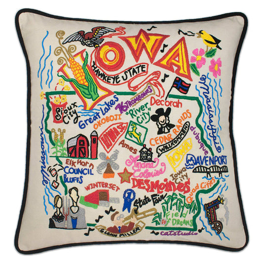 Iowa Hand-Embroidered Pillow-0
