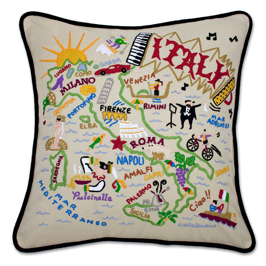 Italy Hand-Embroidered Pillow-0