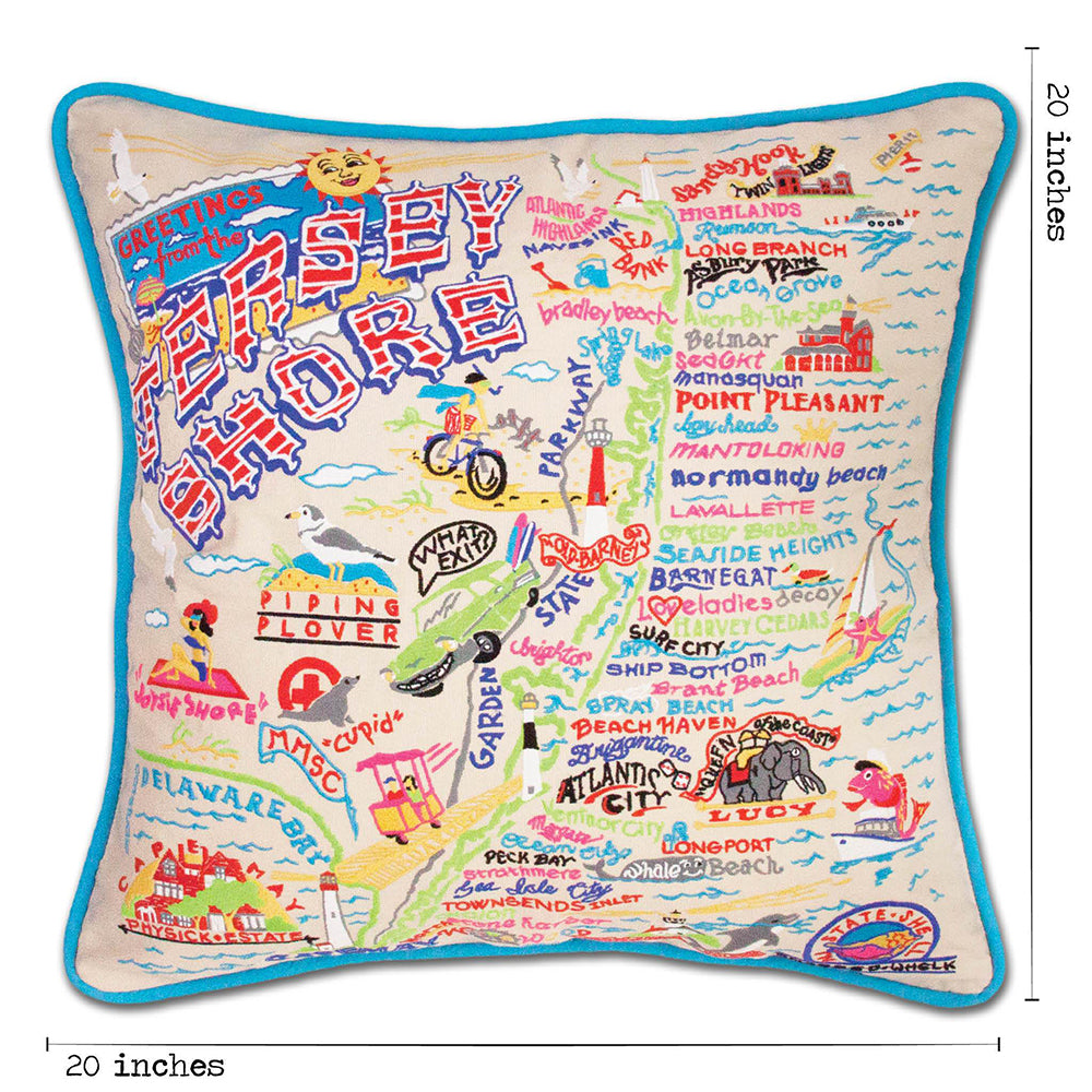 Jersey Shore Embroidered Pillow-3