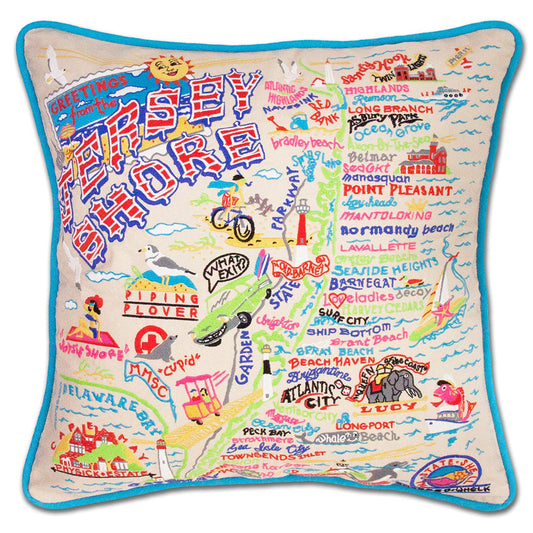 Jersey Shore Embroidered Pillow-0