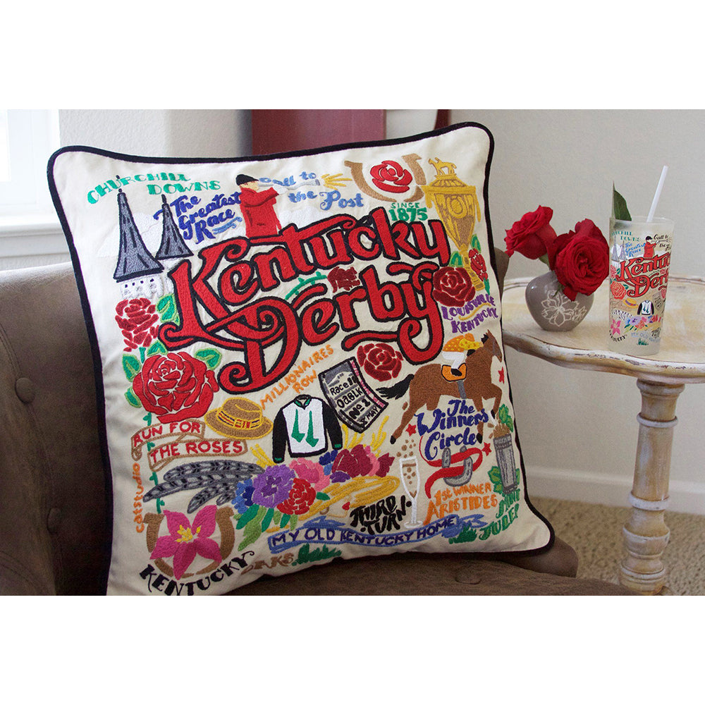 Kentucky Derby Hand-Embroidered Pillow-3