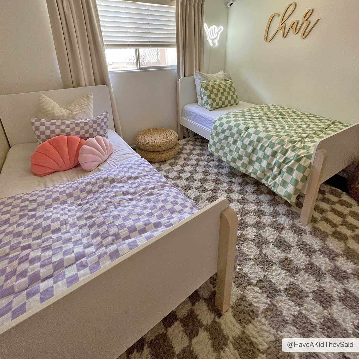 Kieu Light Gray & Taupe Checkered Area Rug-3