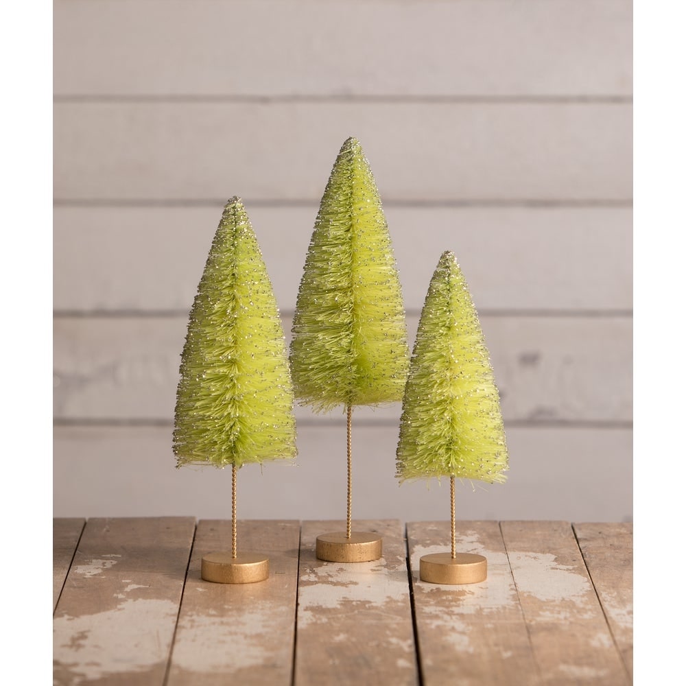 Lime Green Halloween Trees Set of 3 by Bethany Lowe Designs-1