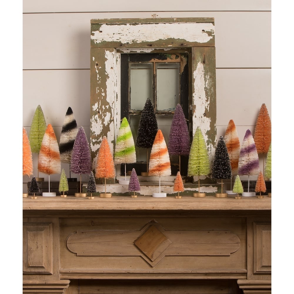 Lime Green Halloween Trees Set of 3 by Bethany Lowe Designs-2