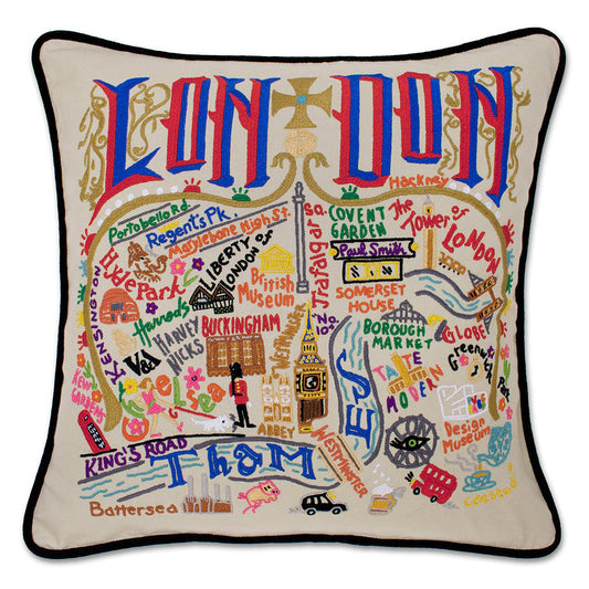 London Hand-Embroidered Pillow-0