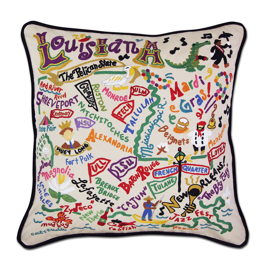 Louisiana Hand-Embroidered Pillow-0