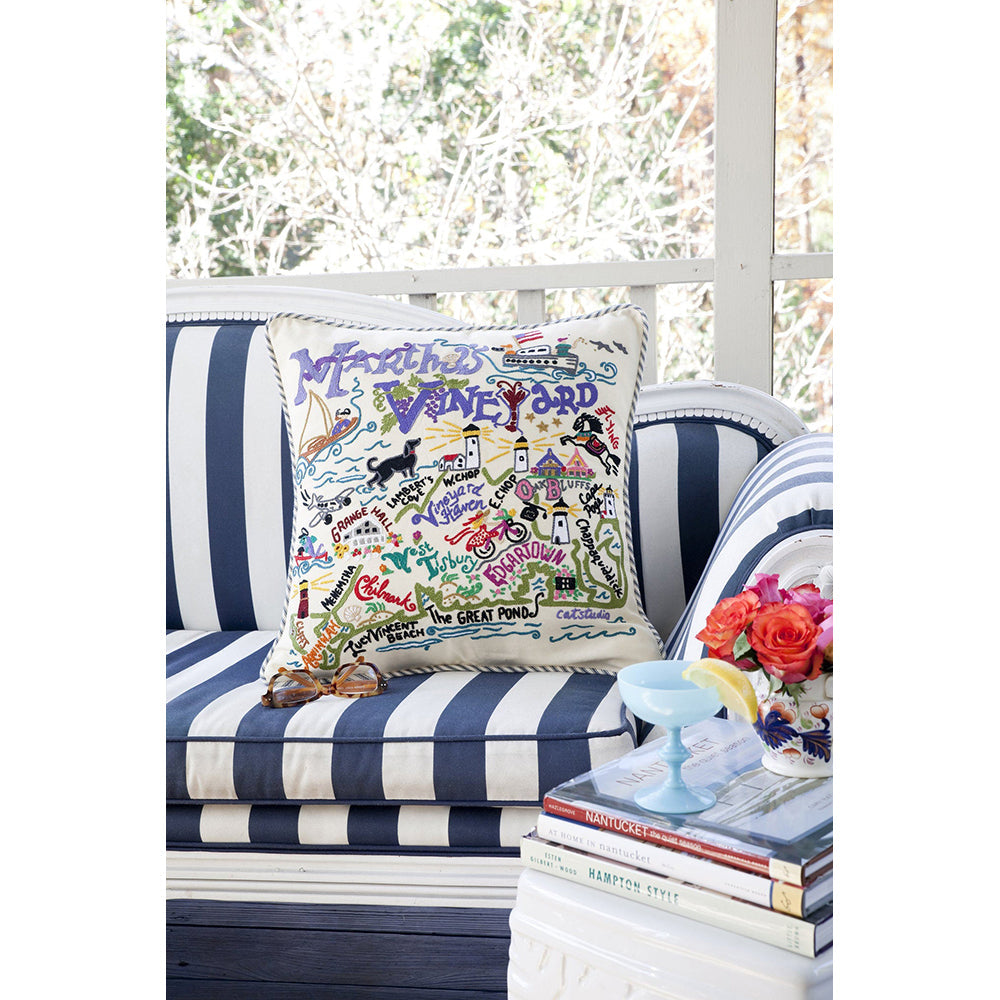 Martha's Vineyard Hand-Embroidered Pillow-4