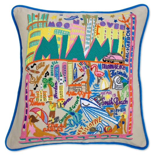 Miami Hand-Embroidered Pillow-0
