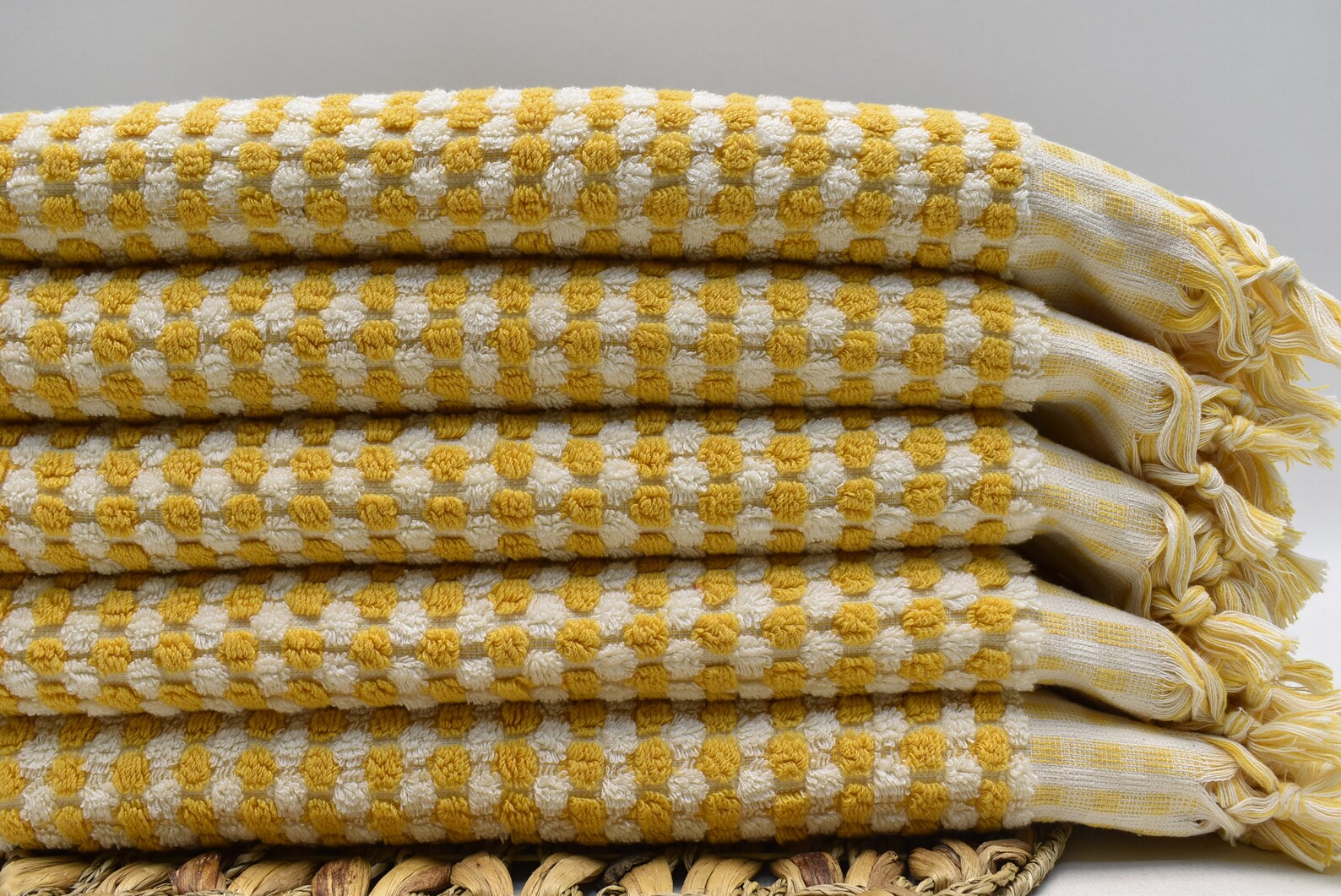 BUBBLE MUSTARD TERRY HAND TOWEL-1