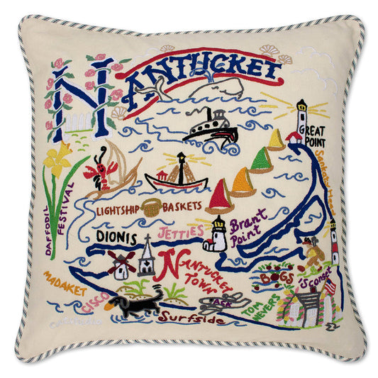 Nantucket Hand-Embroidered Pillow-0